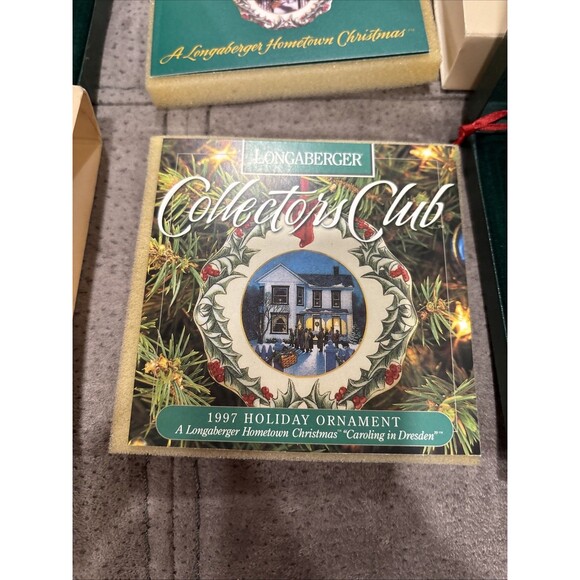 Longaberger Club Christmas China Ornaments THREE Set 1996, 1997, 1999  +Case - Picture 5 of 14